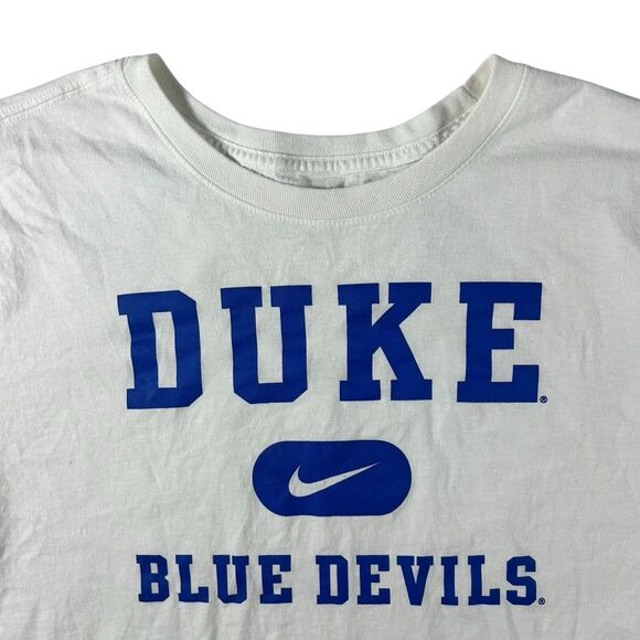 Nike Duke Blue Devils Graphic Shirt Mens Large White Spell Out University NCAA - Picture 1 of 7